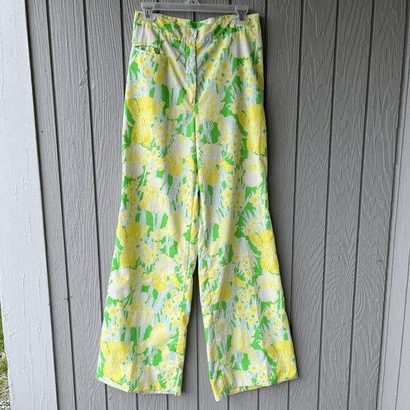 Vintage 60s/70s Lilly Pulitzer Floral Wide-Leg Pants, High-Waist - Picture 1 of 12